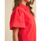 Womens Short Sleeve Button Down Mini Shirt Dress Lapel Collar Short Dresses With Pocket