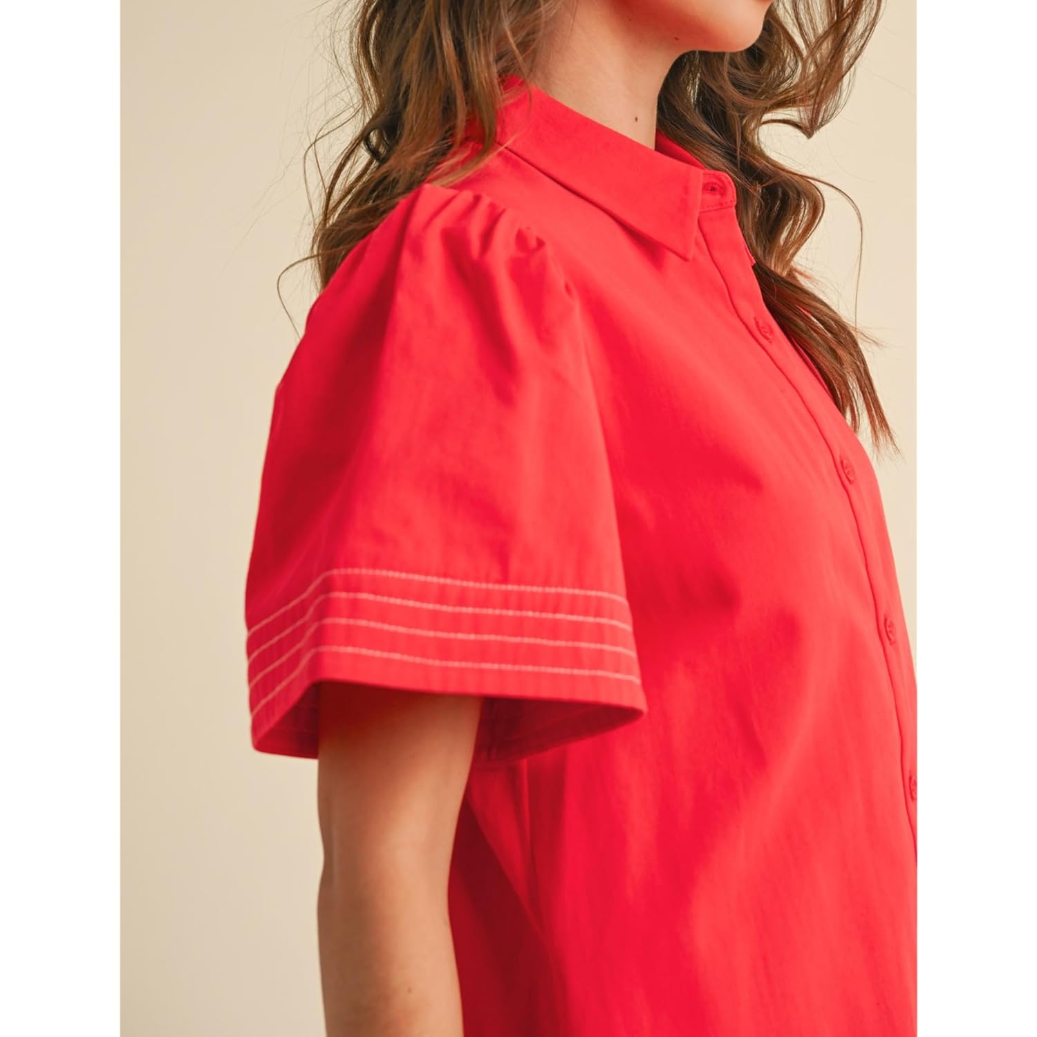Womens Short Sleeve Button Down Mini Shirt Dress Lapel Collar Short Dresses With Pocket