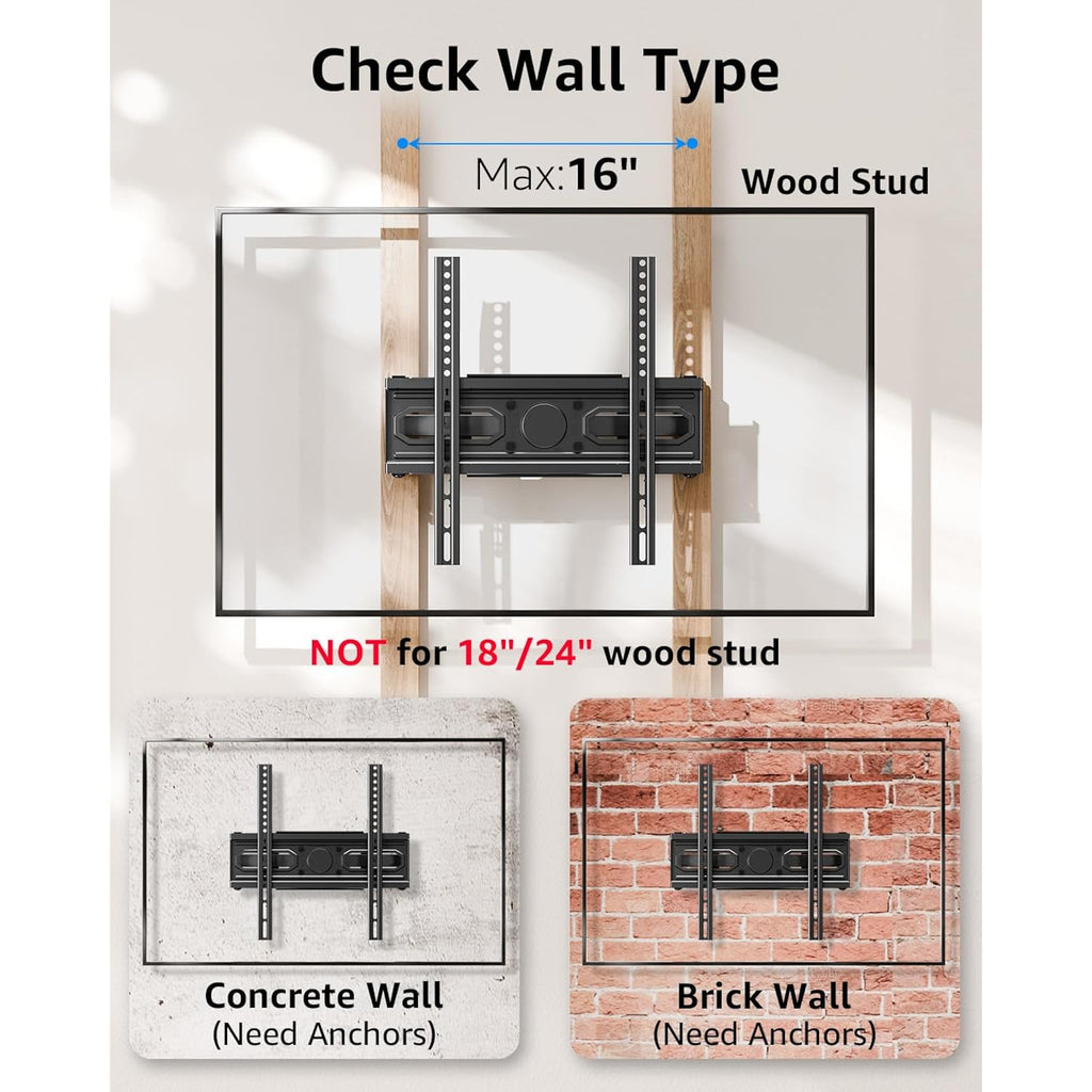 EconoMe TV Wall Mount for Most 32-65 inch Flat Screen/LED/4K TVs, TV Mount with Swivel and Tilt Articulating Dual Arms, Full Motion Wall Mount up to 16” Stud, Max VESA 400X400mm, up to 99lbs