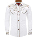 Men'S Western Cowboy Shirt Embroidered Long Sleeve Casual Button Down Shirt