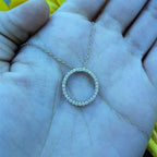 Dazzlingrock Collection Round White Natural Diamond Women Circle Pendant With Gold Chain, 10K Real Solid Gold