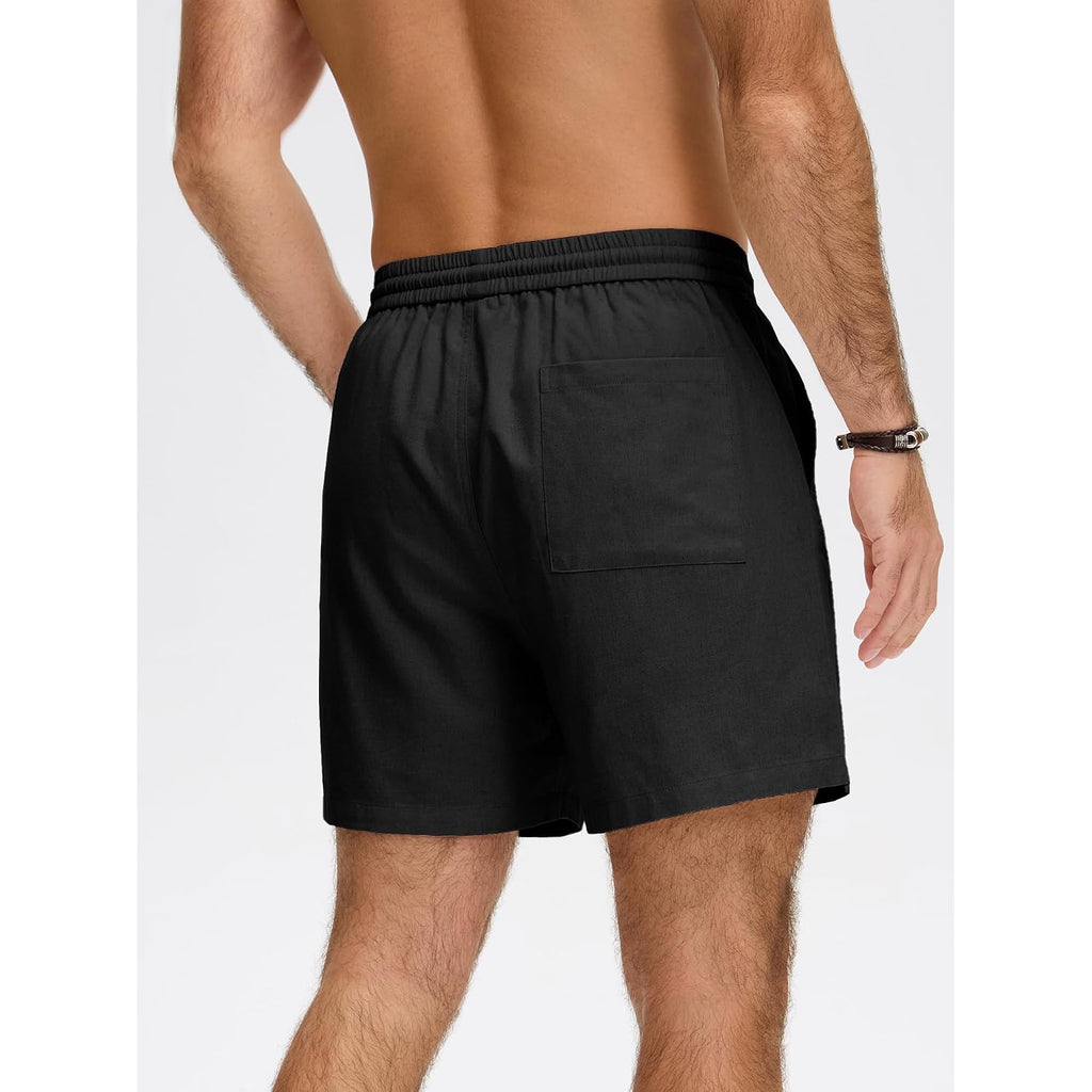 Comdecevis Men'S 5" Linen Shorts Casual Elastic Waist Drawstring Shorts For Lounge Summer Beach Vacation