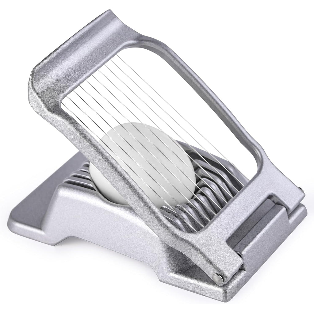 Multipurpose Heavy Duty Aluminium Egg Slicer, Stainless Steel Wire, Sliver | Dishwasher Safe, Rust Resistant, Egg Cutter For Hard Boiled Eggs, Soft Food And Soft Fruit, Salads, Butter, Cheese, Spam