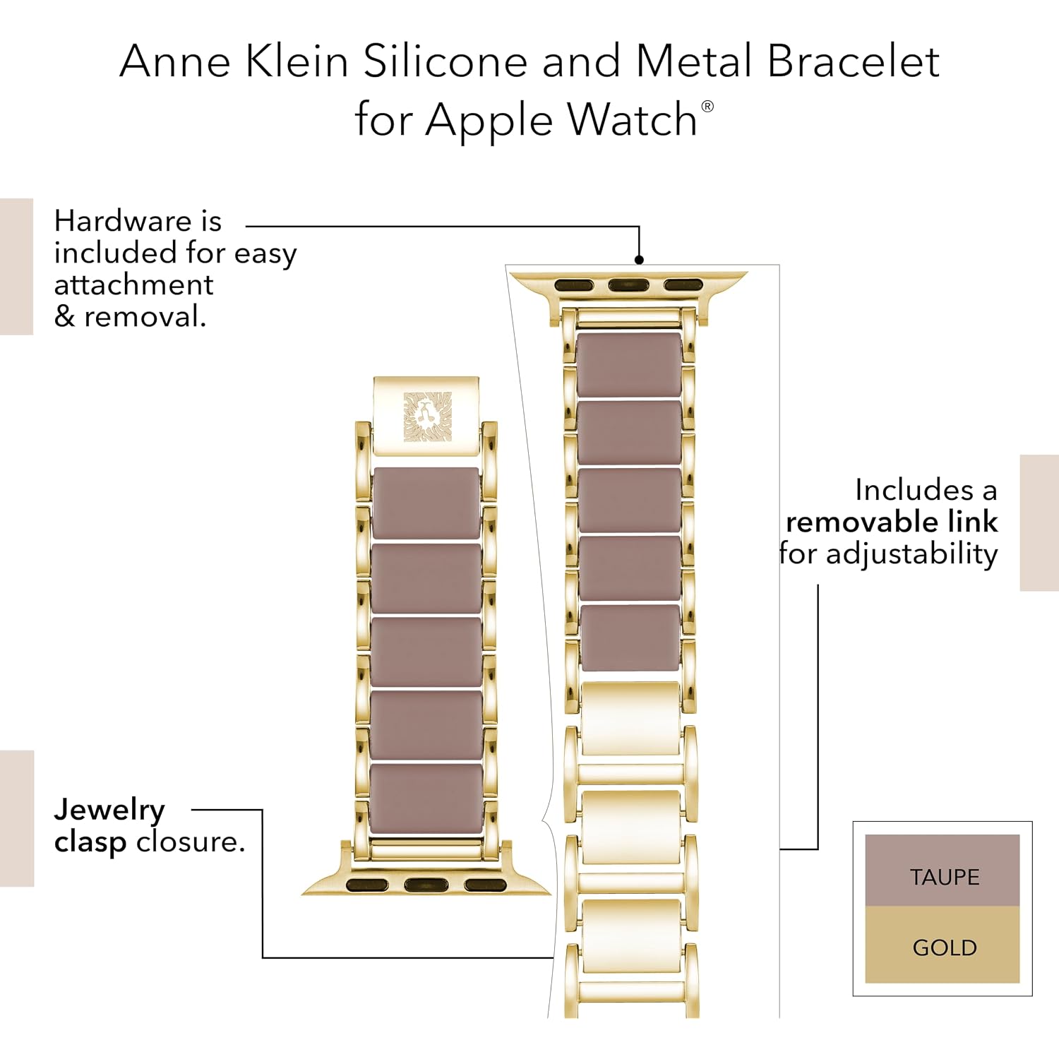 Anne Klein Silicone Adjustable Bracelet For Apple Watch