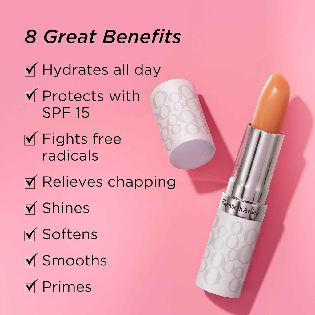 Elizabeth Arden Eight Hour Cream Lip Protectant Stick, SPF 15 Sunscreen Balm, Moisturizer for Dry, Cracked Lips with Shea Butter, Coconut Oil & Vitamin E, 0.13 oz