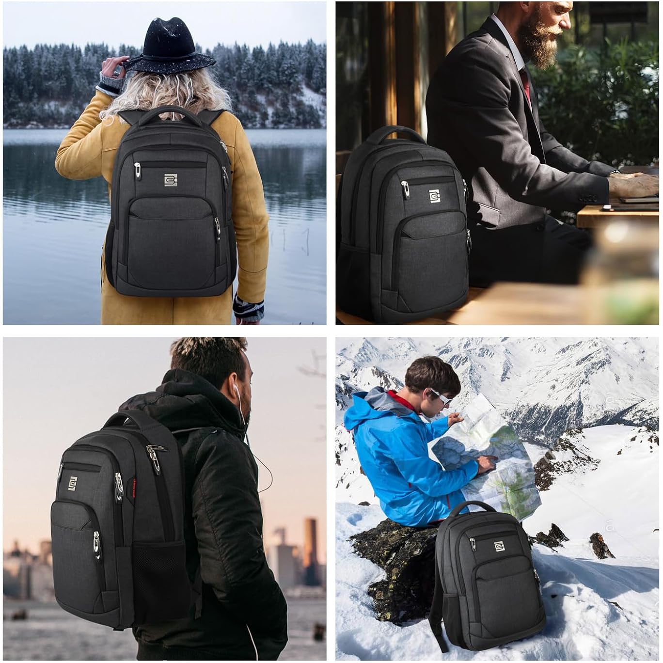 Laptop Backpack,Business Travel Anti Theft Slim College Backpack | Water Resistant Durable Computer Bag Gift For Women & Men Fits 15.6 Inch Laptop And Notebook - Black