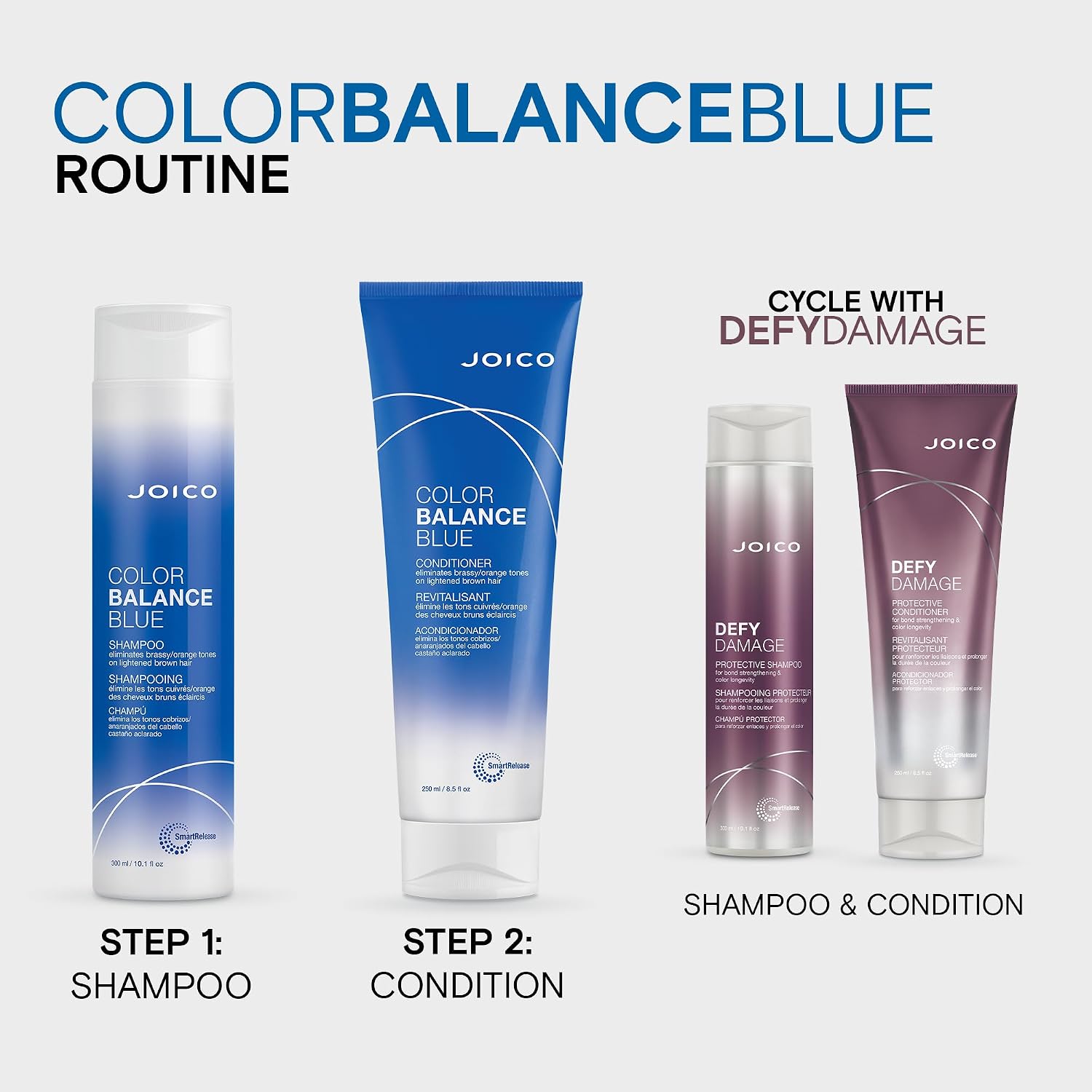 Joico Color Balance Blue Shampoo | For Lightened Brown Hair | Eliminate Brassy Orange Tones | Boost Color Vibrancy & Shine | Protect Against Harmful Uv Radiation | With Rosehip Oil & Green Tea Extract