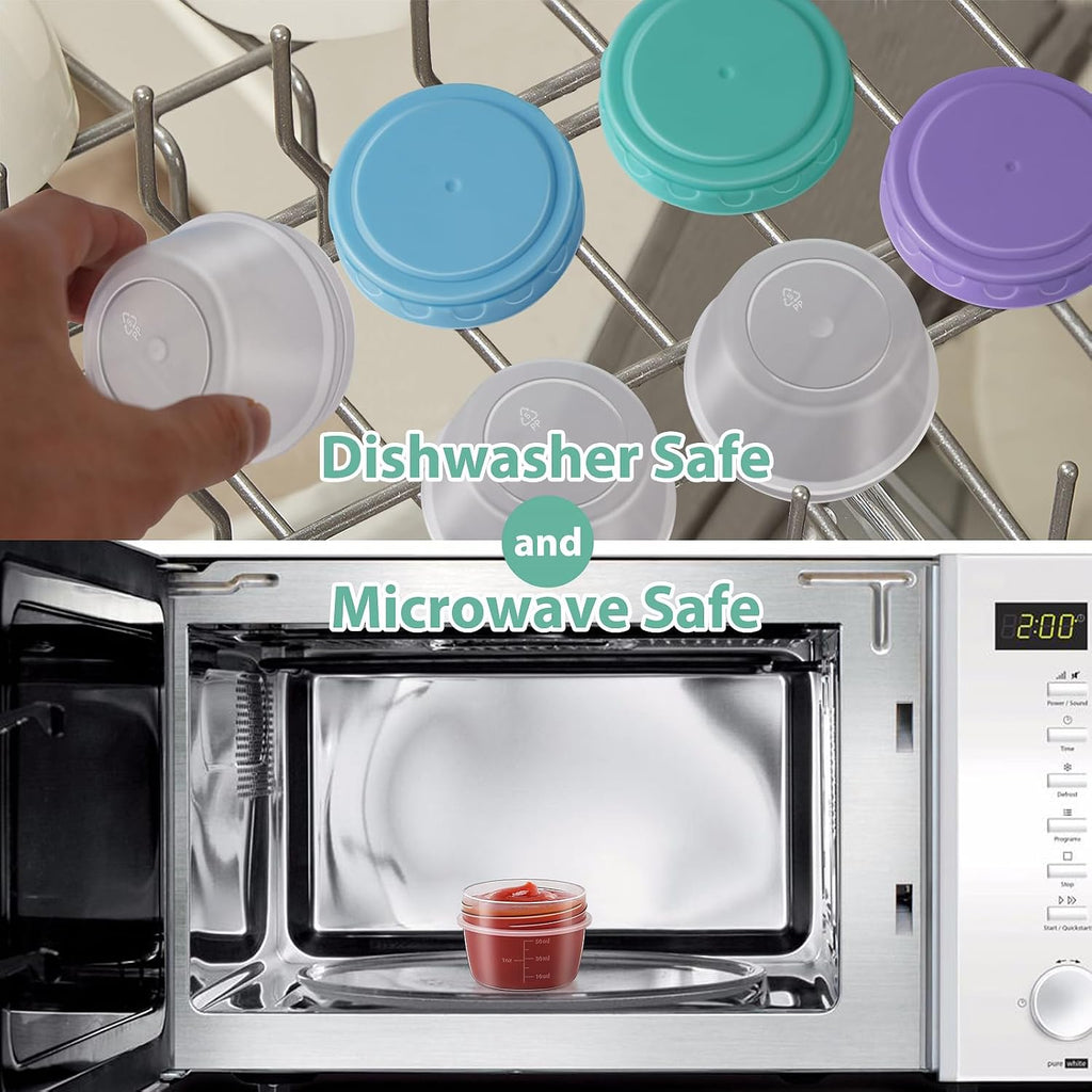 Salad Dressing Container To Go With Lids Dishwasher And Microwave Safe | Tiny Condiment Containers With Graduated Lines, Reusable Leakproof Small Sauce Containers For Lunch Box 6 Pcs 2.7 Oz Mixed 1