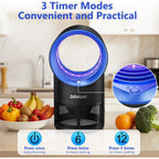 Fruit Fly Trap For Indoors, Blue Bug Zapper Indoor With Suction & Timer | Uv Light Lures Fruit Flies/Gnats, Timer 6/12Hrs, Plug In Fly Trap With Suction, Kid & Pet Applicable, Low Noise, 10 Refills