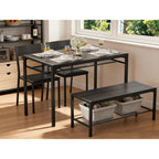 Gizoon Kitchen Table And 2 Chairs For 4 With Bench, 4 Piece Dining Table Set For Small Space, Apartment