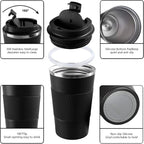 YINBAOGE Insulated Travel Coffee Mug, Spill & Leak Proof, Portable To Go Camping Stainless Steel Coffee Tumbler, Reusable Thermal Coffee Cup with Lid for Hot & Cold Drinks (Black, 12 OZ)