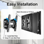 Jobzyp Tilt Tv Wall Mount Bracket For 14-42 Flat Screen Tvs & Monitors, 19 21 23 27 29 32 37 39 Inch Low Profile Universal Tilting Tv Monitor Mount Fits 8" Wood Studs Vesa 50X50-200X200Mm Up To 55 Lbs