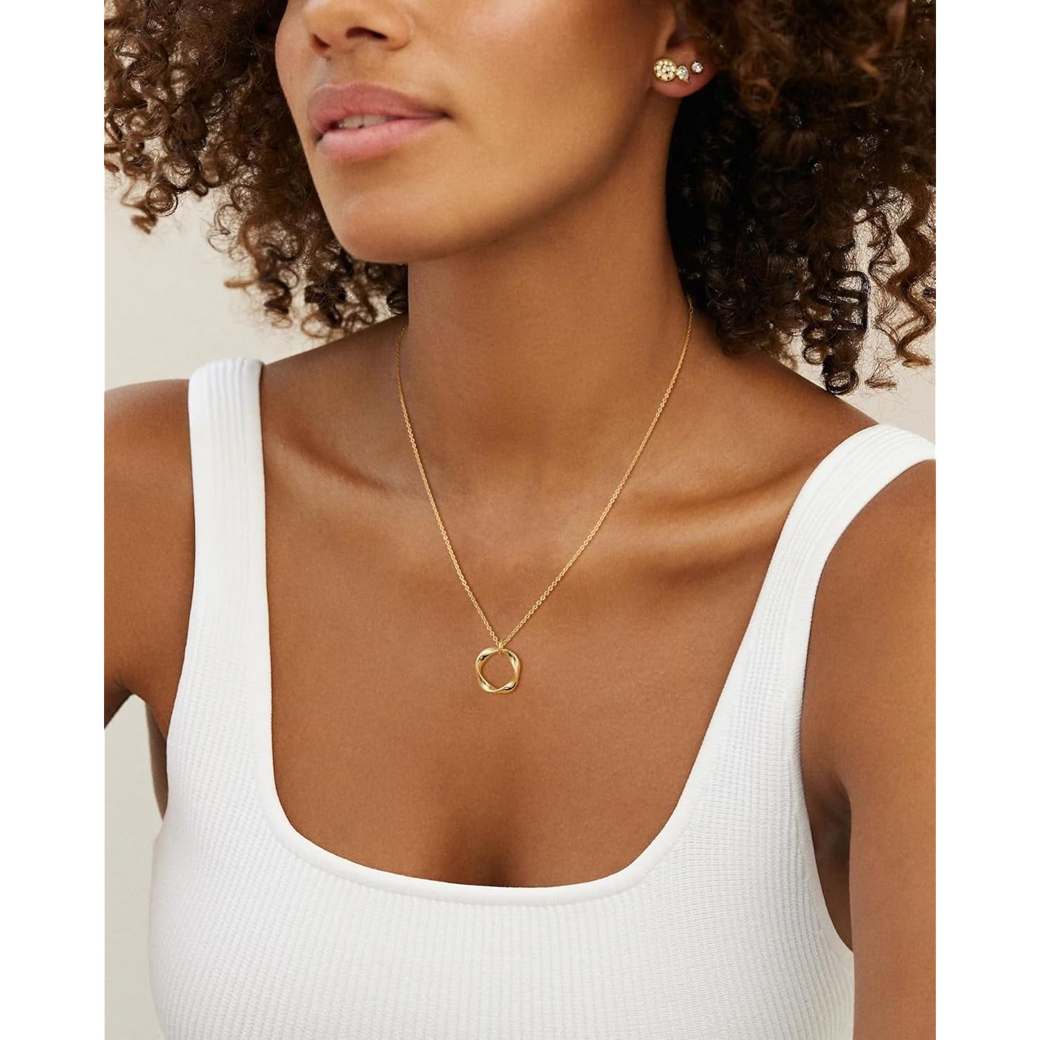 14K Gold Plated Layered Necklaces for Women Trendy, Stackable Dainty Gold Plated Chain Necklace Layering Beach Cute Fashion Pendant Choker Necklaces Jewelry Set Gifts for Women