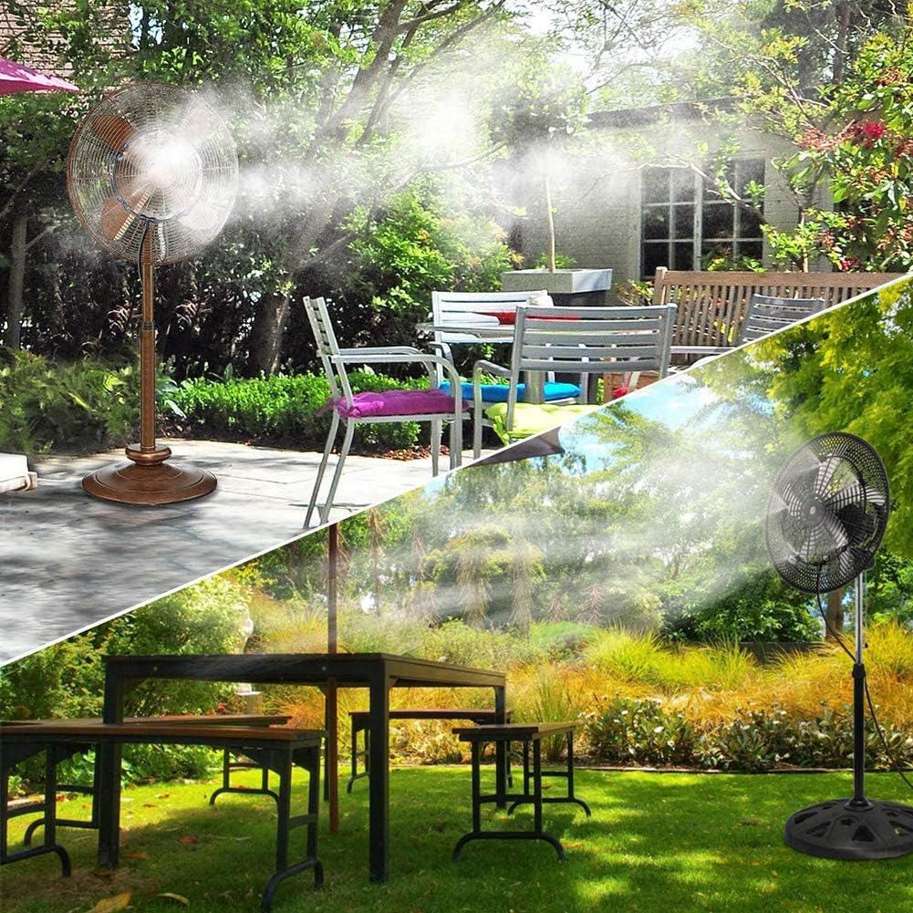 Outdoor Misting Fan Kit For A Cool Patio Breeze,Water Mister Spray For Cooling Outdoor,19.36Ft (5.9M) Misting Line + 5 Brass Mist Nozzles + A Brass Adapter(3/4) Fit To Any Outdoor Fan