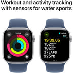 Apple Watch Series 10 [GPS + Cellular, 46mm] - Silver Aluminum Case with Denim Sport Band, M/L (Renewed)