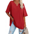 Ebifin Womens Oversized Tshirts V Neck Tee Shirts Half Sleeve Loose Fit T Shirt Cotton Tunic Tops