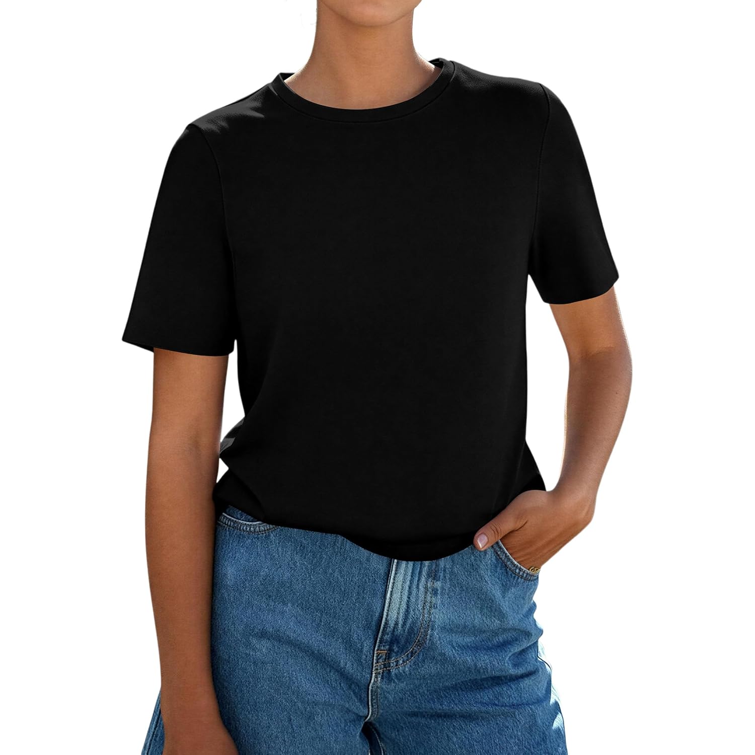 PRETTYGARDEN Womens Short Sleeve Tops Summer 2026 Casual Crewneck Cotton Basic Tee Shirts Fashion Clothing Spring Outfits