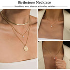 FUNEIA Diamond Necklaces for Women 14K Gold Plated Emerald Birthstone Necklace for Women Mothers Dainty Gold Necklace Blue Green Cubic Zirconia Pendant Necklace Birthday Gifts for Women Jewelry