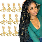 20 Pcs Butterfly Hair Braids Dreadlock Clips, Hollow Metals Cuffs Clip Hair Accessories Styling Fashion Toos for Women Men (Gold)