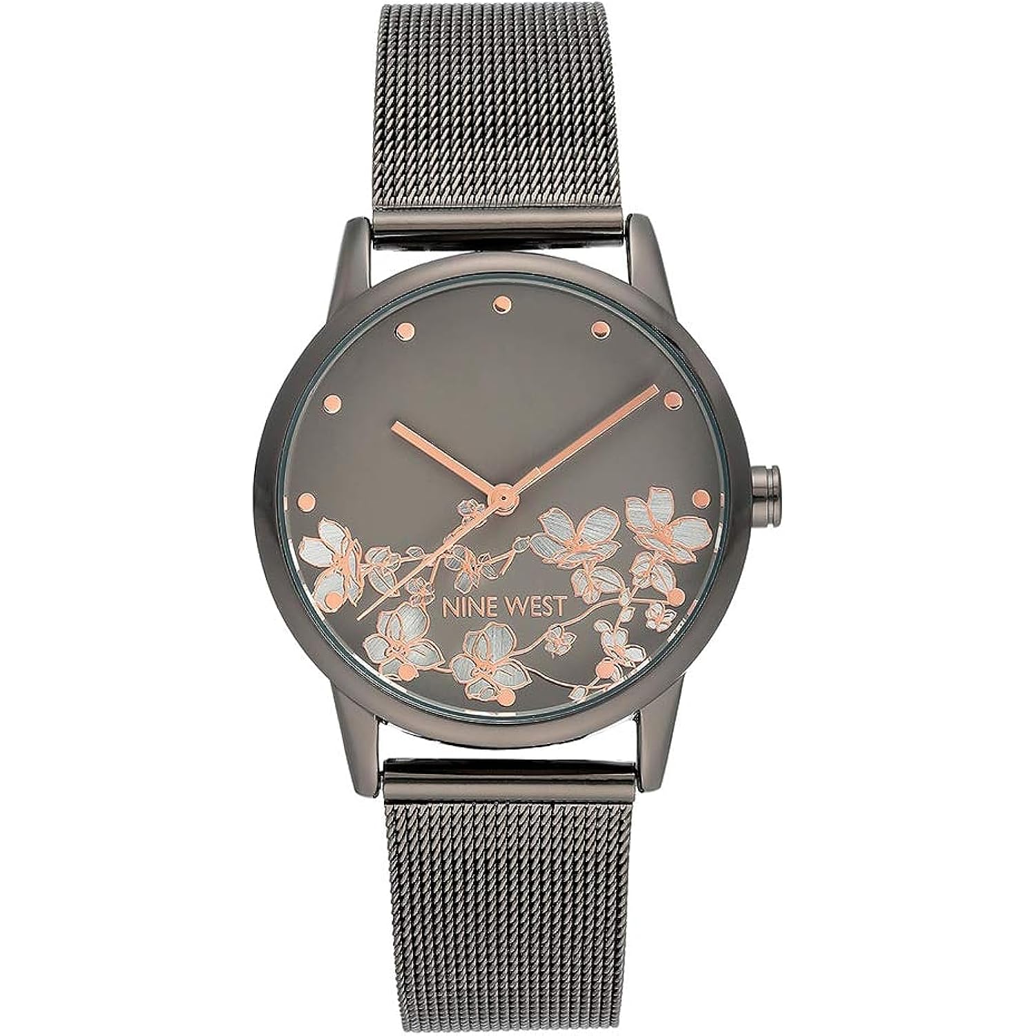 Nine West Women's Floral Dial Mesh Bracelet Watch