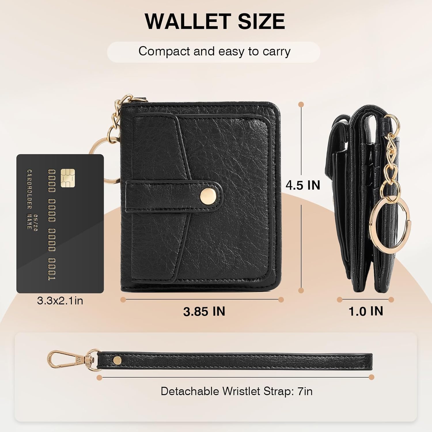 Marvolia Small Wallet for Women Compact Wallet Soft Vegan Leather Bifold Card Holder Ladies Wristlet