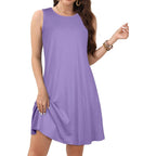 Joligal Womens Summer Dresses Casual Sleeveless Tshirt Sundress Beach Cover Up With Pockets Loose Tank Dress 2026