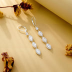 ALEXCRAFT 925 Sterling Silver Dangle Leverback Earrings for Women Trendy 14K Goldplated Hypoallergenic Lightweight Statement Long Cubic Zirconia Teardrop Dangling Earrings Brides Engagement Wedding