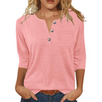 Womens Tops 3/4 Length Sleeve V Neck Loose Casual T Shirts Summer Cloithes 2026