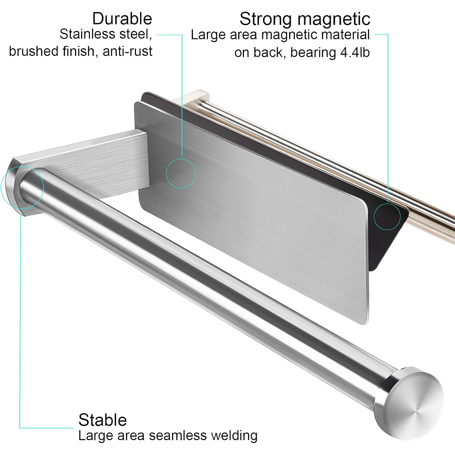 Paper Towel Holders Magnetic Steel Brushed Towel Roll Holders With Strong Magnetic Backing - Fit For Large Paper Towels-For Kitchen,Refrigerator,Grill,Toolbox,Garage,Shop