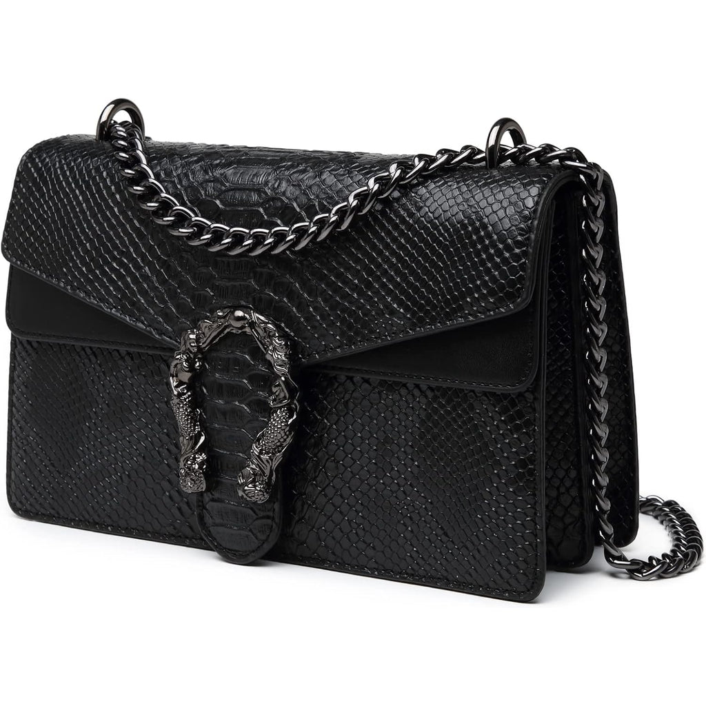 MYHOZEE Crossbody Bags for Women - Snake Printed Clutch Purses Leather Chain Shoulder Bags Evening Handbags