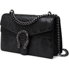 MYHOZEE Crossbody Bags for Women - Snake Printed Clutch Purses Leather Chain Shoulder Bags Evening Handbags