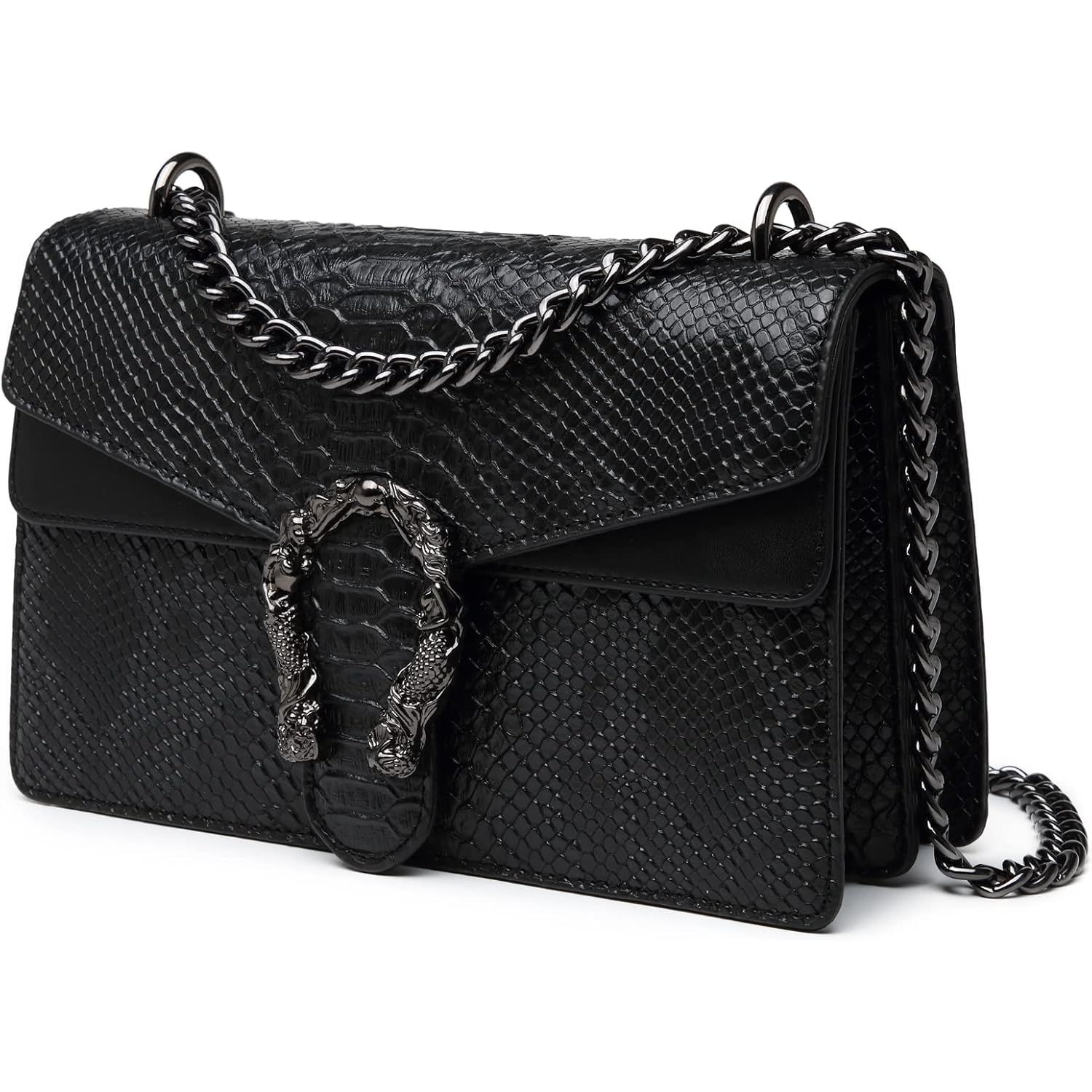 MYHOZEE Crossbody Bags for Women - Snake Printed Clutch Purses Leather Chain Shoulder Bags Evening Handbags