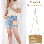 Goktow Rattan Acrylic Bag Clutch Purse Evening Bag Woven Handbag Summer Beach Purse