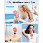 Coldsky Portable Handheld Fan, 4000Mah Battery Operated With Led Display, Handheld/Neck/Desk 3 In 1 Personal Small Fan, 90° Foldable Desk Fan With Base, 5 Speed Lash Makeup Fan For Women