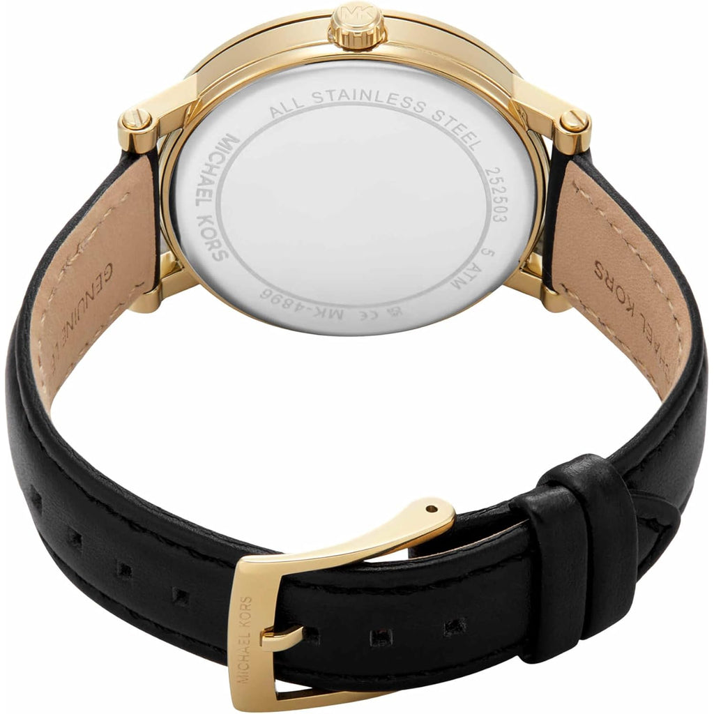 Michael Kors Corey Three-Hand Black Leather Watch