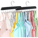 Tank Top Hanger With 40 Hooks For Closet Organizer, Premium Wood Bra Hanger | 2 Pack Foldable Space Saving Hangers Closet Organizers And Storage, Closet Accessories Multi Hook Hanger For Dorm & Apartment