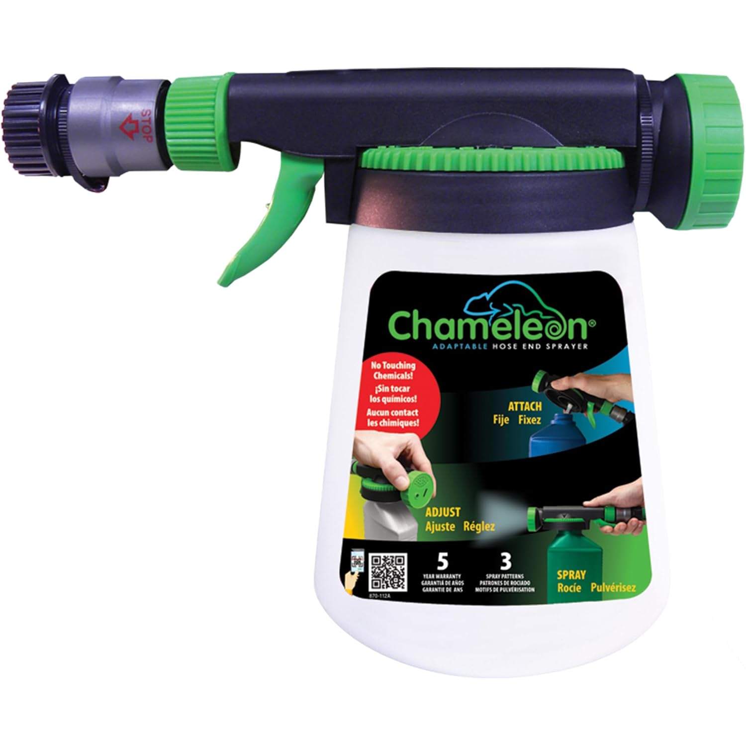 Rl Flo-Master Chameleon Hose End Sprayer For Use With Fertilizers, Weed Killers, Fungicides And Insect Killers, 32 Ounce Refillable Bottle Included