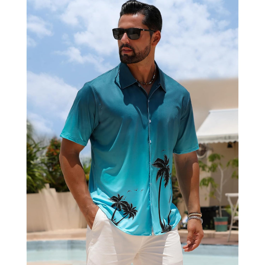 Zeetoo Men'S Hawaiian Shirts Short Sleeve Wrinkle Free Button Down Tropical Floral Holiday Beach Shirt