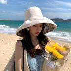 HUAMULAN Women Wide Brim Summer Sun Hat Wired Edge Beach Bucket Fishing Hats Reversible Foldable Travel UV Protection