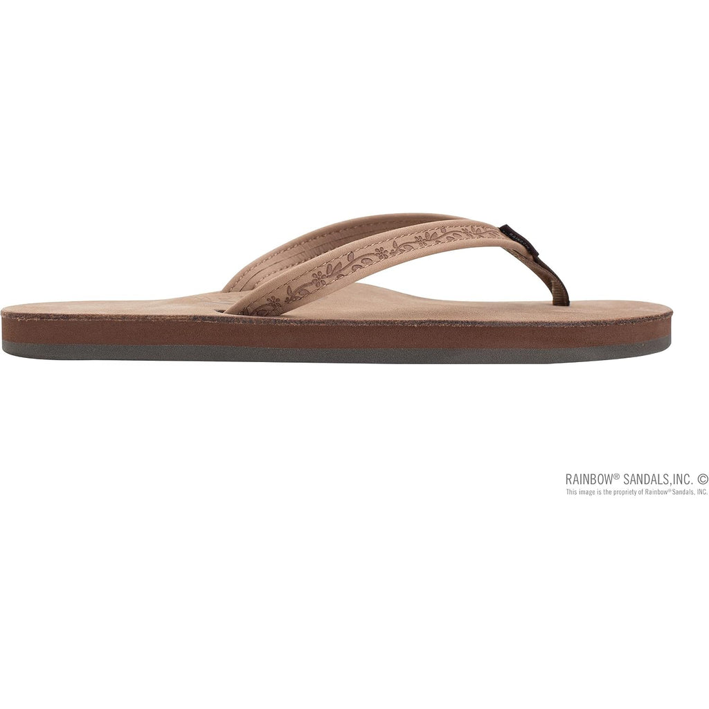 Rainbow Sandals Ladies Las Flores - Single Layer Premier Leather With A Floral 1/2" Narrow Strap