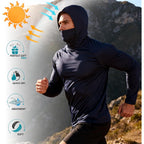 Hovsiyla Mens Fishing Hoodie Uv Sun Protection Shirts Upf Rash Guard Long Sleeve Shirts Hiking Performance Mesh Face Mask Top