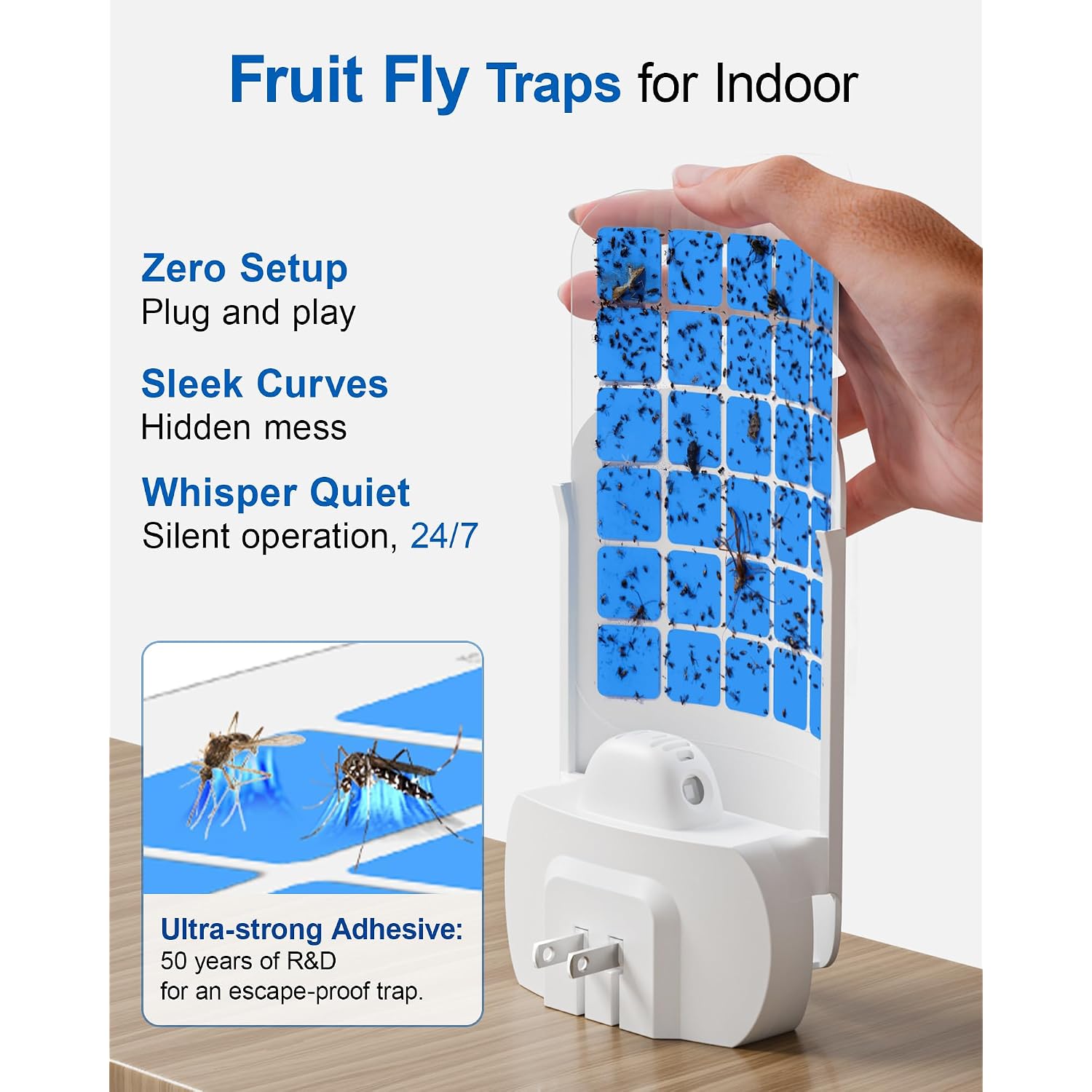Wowcatch Plug-In Flying Insect Trap For Indoors, Fly Trap For Fruit Flies, Gnats & House Flies, Uv Light Indoor Bug Catcher For Home, Kitchen, Mess-Free Alternative To Bug Zapper, 1 Device 2 Refills