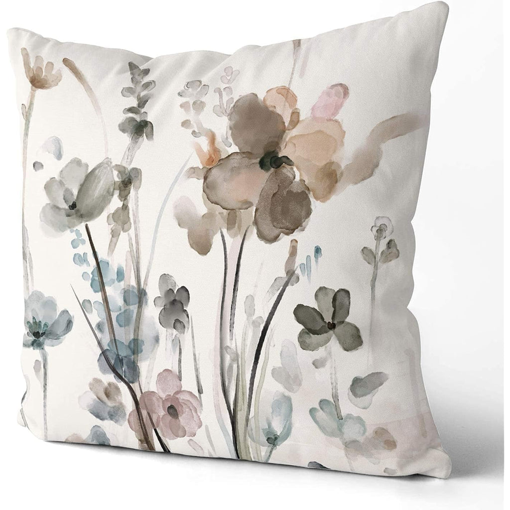 KKVEE Flower Throw Pillow Covers 18x18 Set of 2, Flowers Pillow Cushion Cases, Modern Decorative Square Pillowcases for Sofa Couch Bedroom Living Room Car