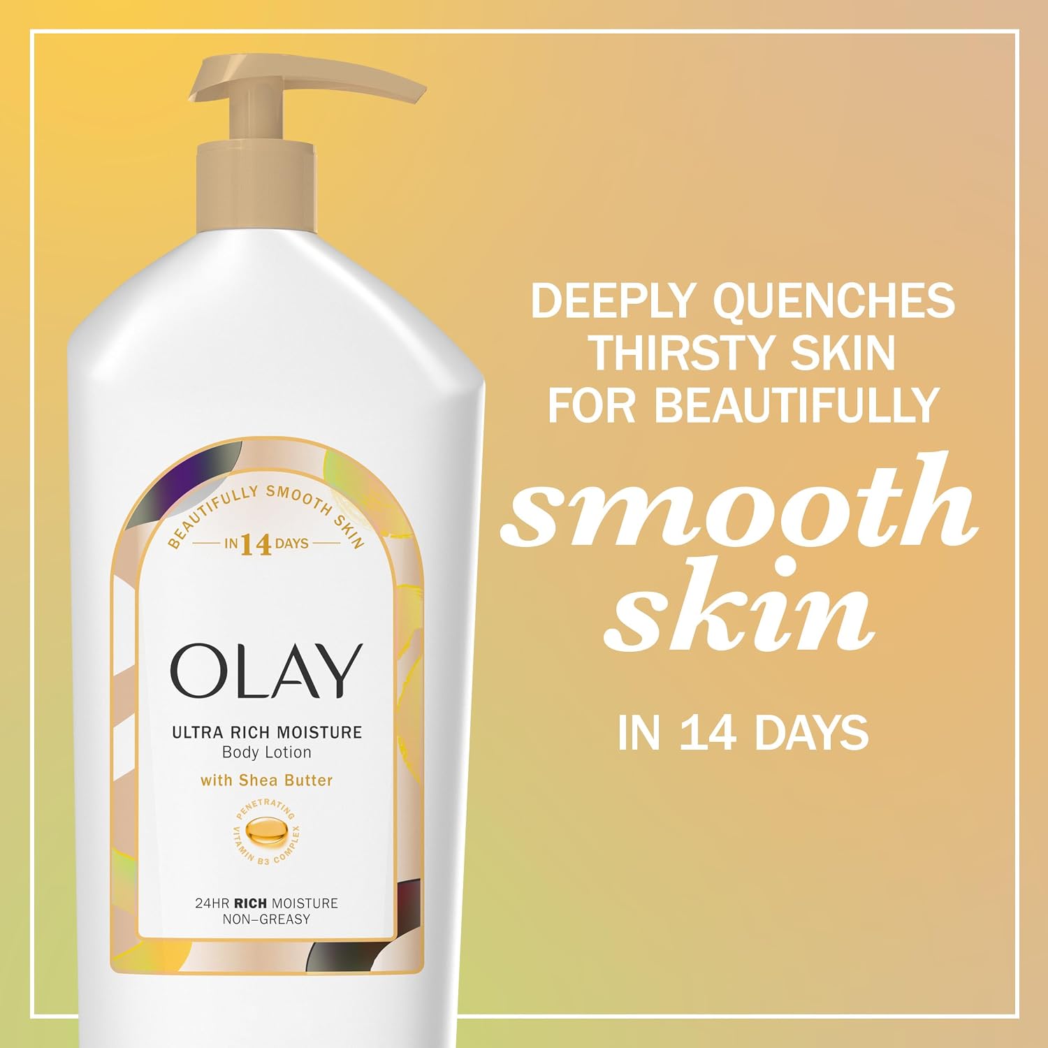 Olay Body Lotion For Women, Ultra Rich Moisture, 24Hr Moisturizing & Deep Hydration, Absorbs Instantly, Penetrating Vitamin B3 Complex, For All Skin Types, Shea Butter Scent, 18 Fl Oz