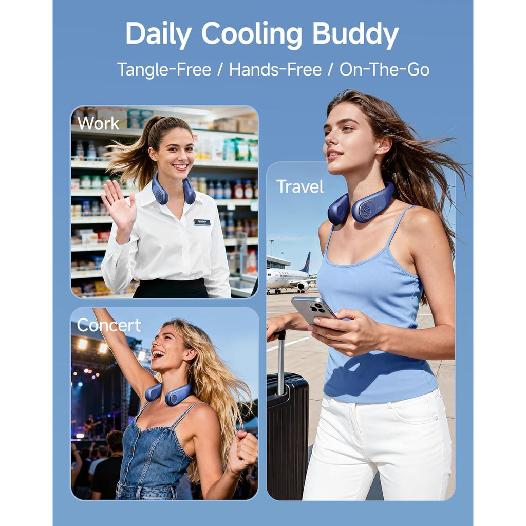 Sweetfull Portable Neck Fan: 5200Mah Bladeless Personal Fan | 4 Speeds, 20H Max Runtime, No Hair Twist Quiet Wearable Fan For Travel | Birthday Gifts For Men Women Mom Dad