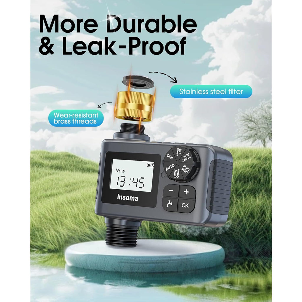 Water Timer For Outdoor Garden Hose, Hose Timer With Rain Delay/Manual Mode, Automatic Drip Irrigation Controller System For Lawn Yard Garden Watering