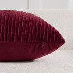 Burgundy Throw Pillow Covers: Pack Of 2 18X18 Inch Vertical Ripple Striped Velvet Square Decorative Pillow Cases For Farmhouse Couch Sofa Bed Living Room Home Decor