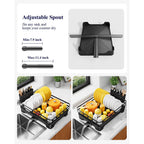 Kitsure Dish Drying Rack - Multi-Functional Dish Rack For Kitchen Counter With Cutlery Holder, Rust-Proof Storage Solution With Rotatable, 15.7" X 12.0" X 5.5", Black