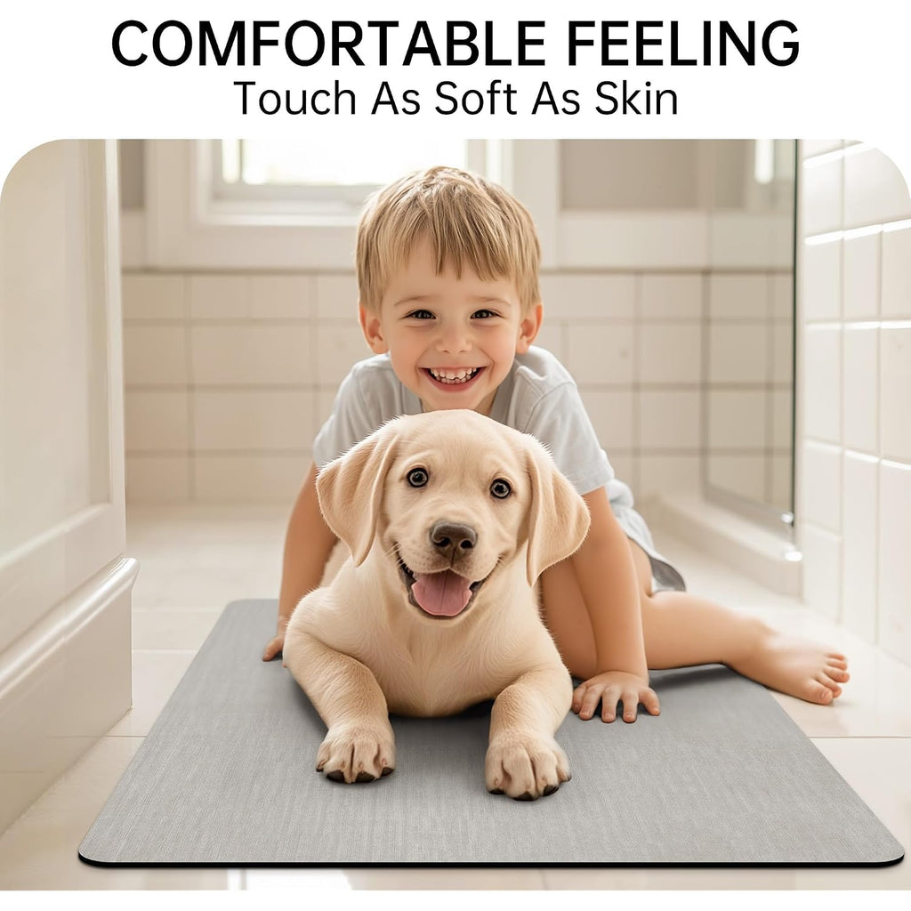 Mecko Bath Mat Rug, Rubber Non-Slip Quick Dry Absorbent Thin Bathroom Rugs Fit Under Door Bathroom Floor Mats-Shower Rug For In Front Of Bathtub, Sink, Shower Room(Light Grey,16"X24")