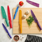 Astercook Knife Set, 12 Pcs Color-Coded Kitchen Knives Set, 6 Color Anti-Rust Coating Stainless Steel Chef Knife Sets with 6 Blade Guards Dishwasher Safe Perfect Holiday Gifts for Kitchen